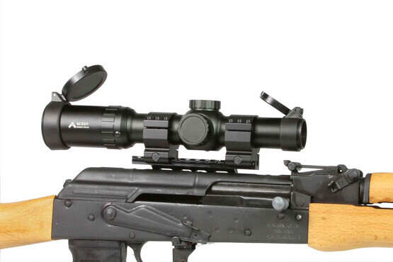 The Primary Arms 1-6x Second Focal Plane Scope features the ACSS reticle and is attached to an ak47 rifle
